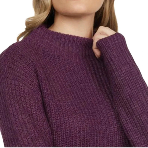Mexx  purple stitch knit chunky turtle neck sweater Sz L - Picture 12 of 15